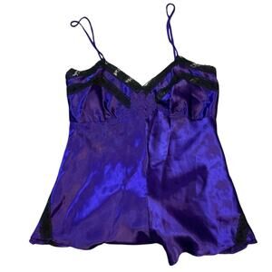Vintage Victoria’s Secret Gold Label Purple Satin Lace Teddy Romper Size S